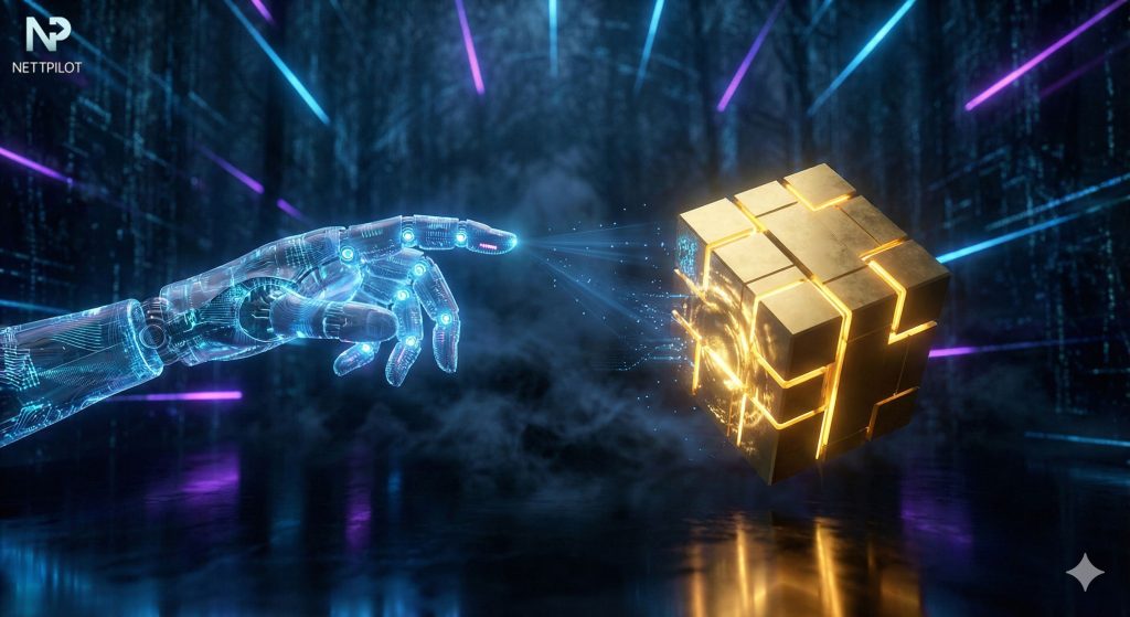 A2B-economy: A sleek, abstract digital interface or "handshake" moment.