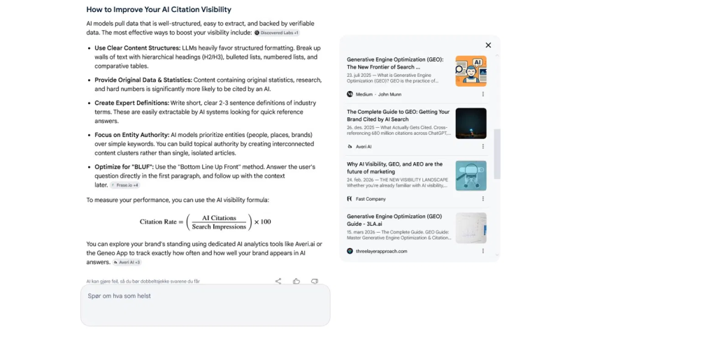 AI Overviews answer for "How to improve your AI Citation Visibility".